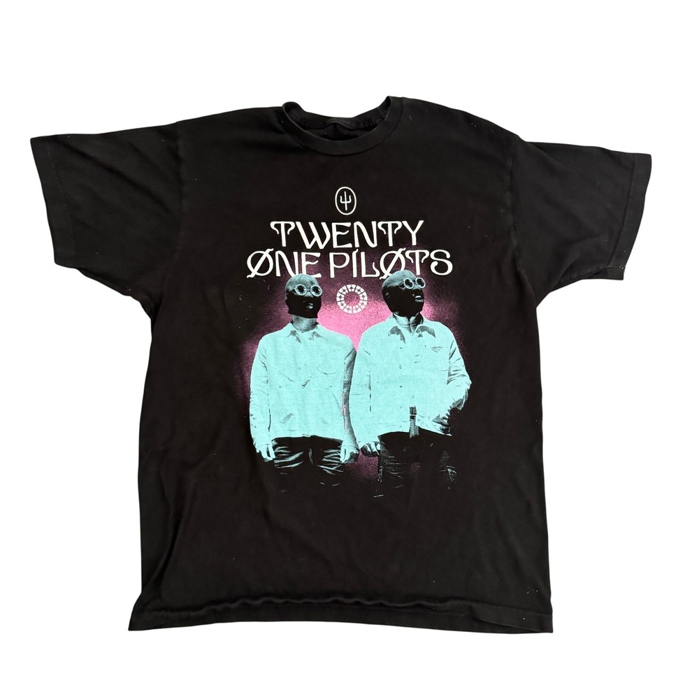 Twenty One Pilots Mens Black Graphic Band T-Shirt Scaled and Icy Era Large